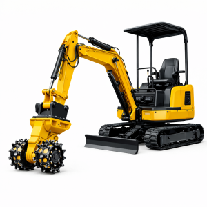 Fraise hydraulique sur mini pelle